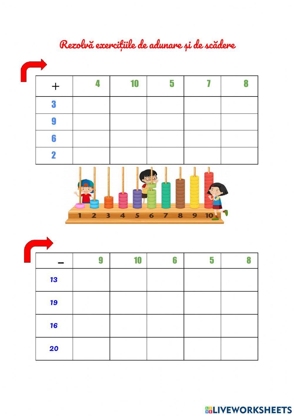 Adunarea și scăderea 0-20