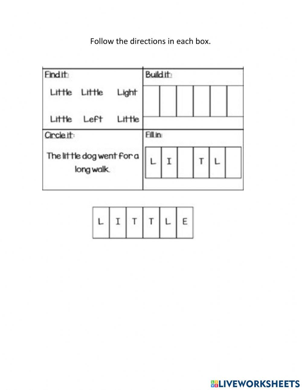 Little Sight Word worksheet | Live Worksheets