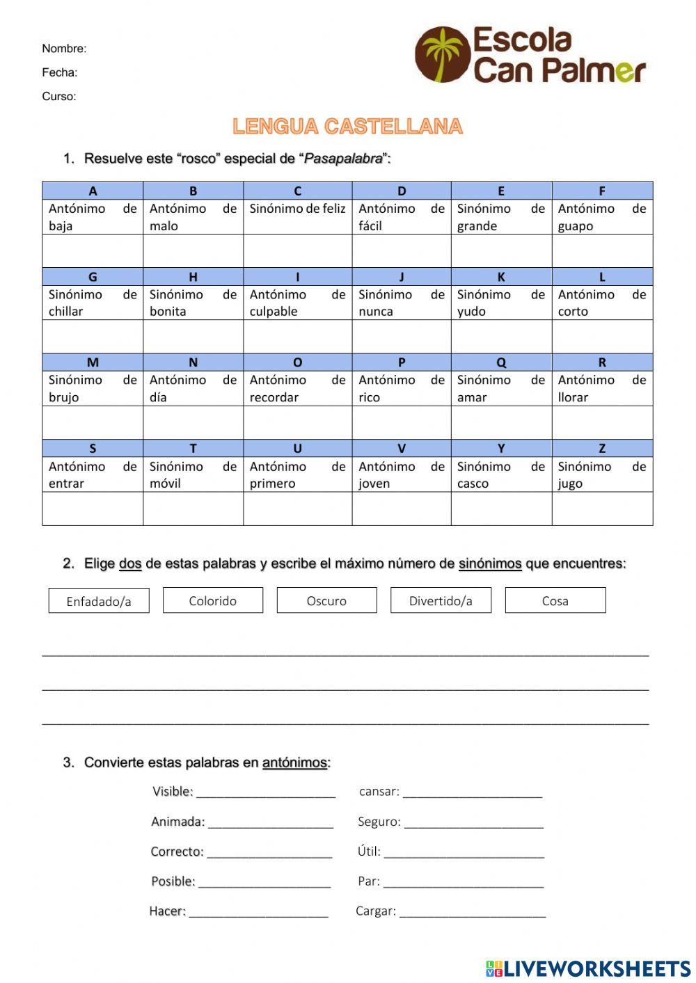 Sinónimos y antónimos