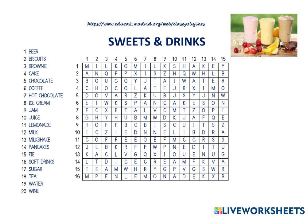 Sweets & Drinks - Wordsearch