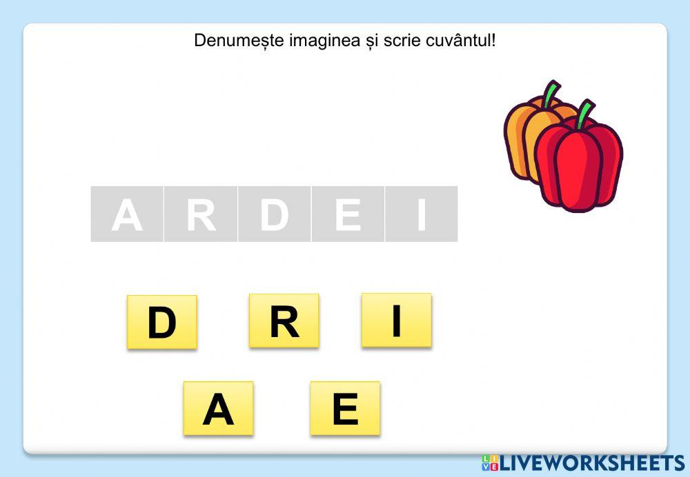 Denumește imaginea și scrie cuvântul! (Legume)