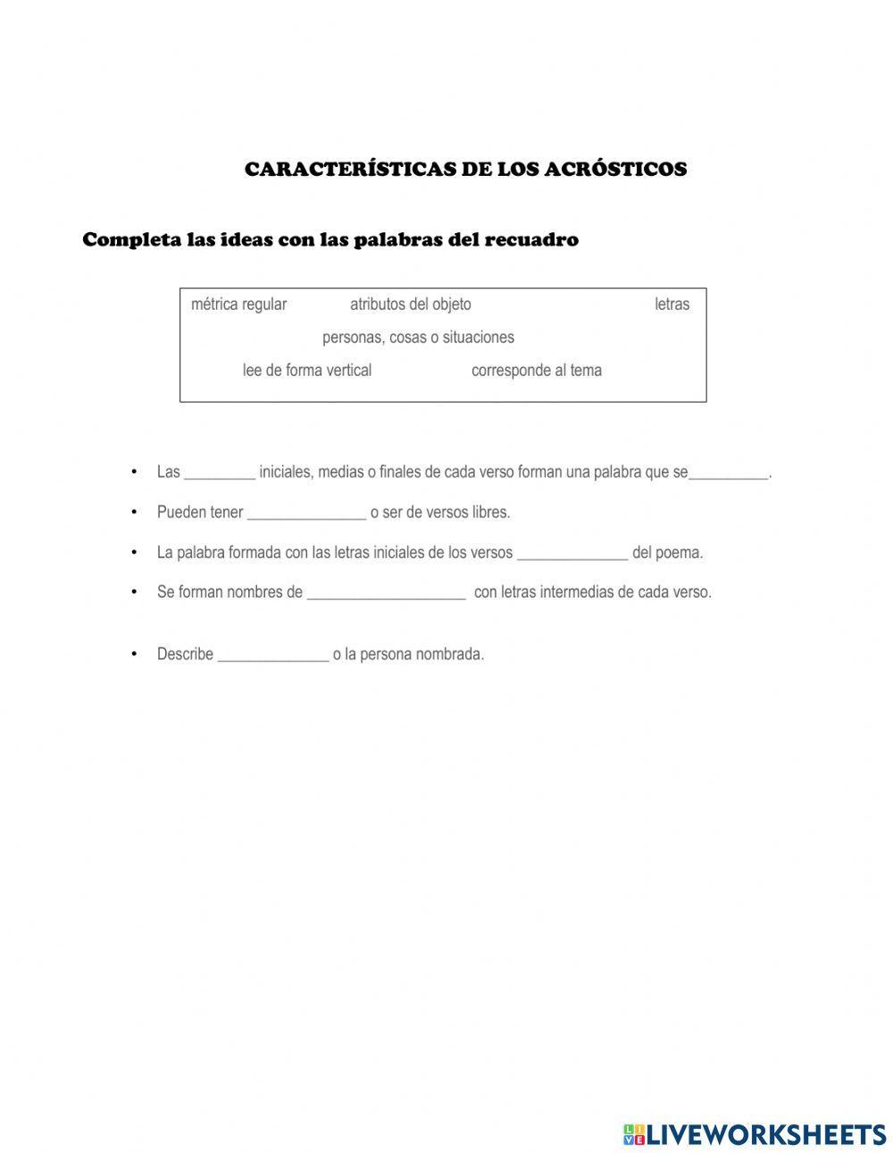 Características de los acrósticos