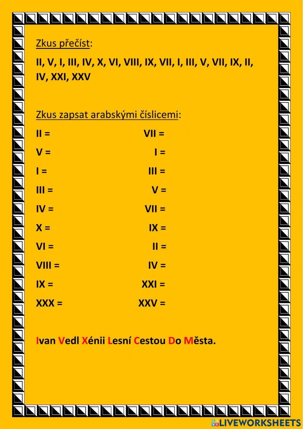 Římské číslice - ÚVOD