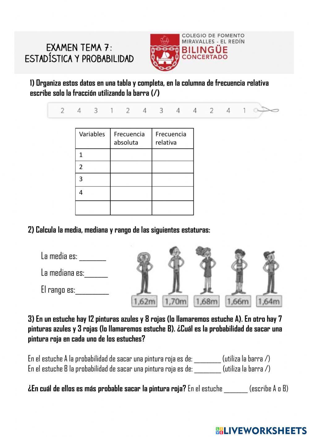 SextoExamenTema8.Estadisticayprobabilidad