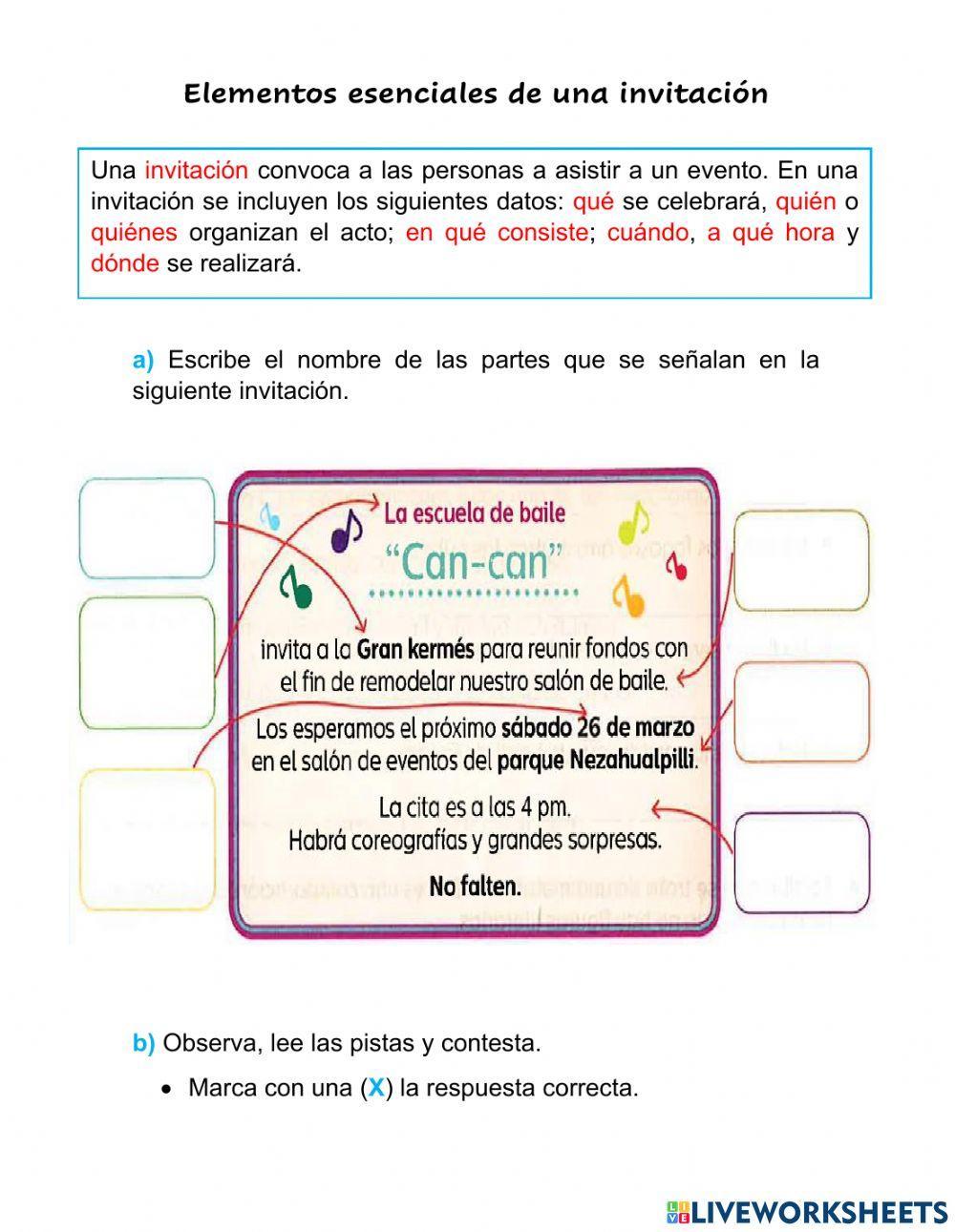 Elementos esenciales de una invitación