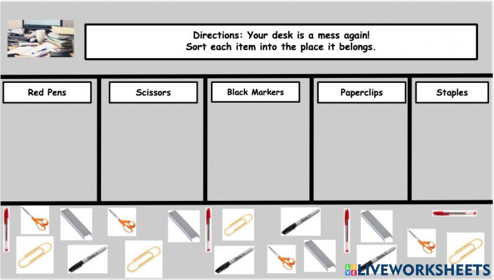 Office Reading Sorting Worksheet 6