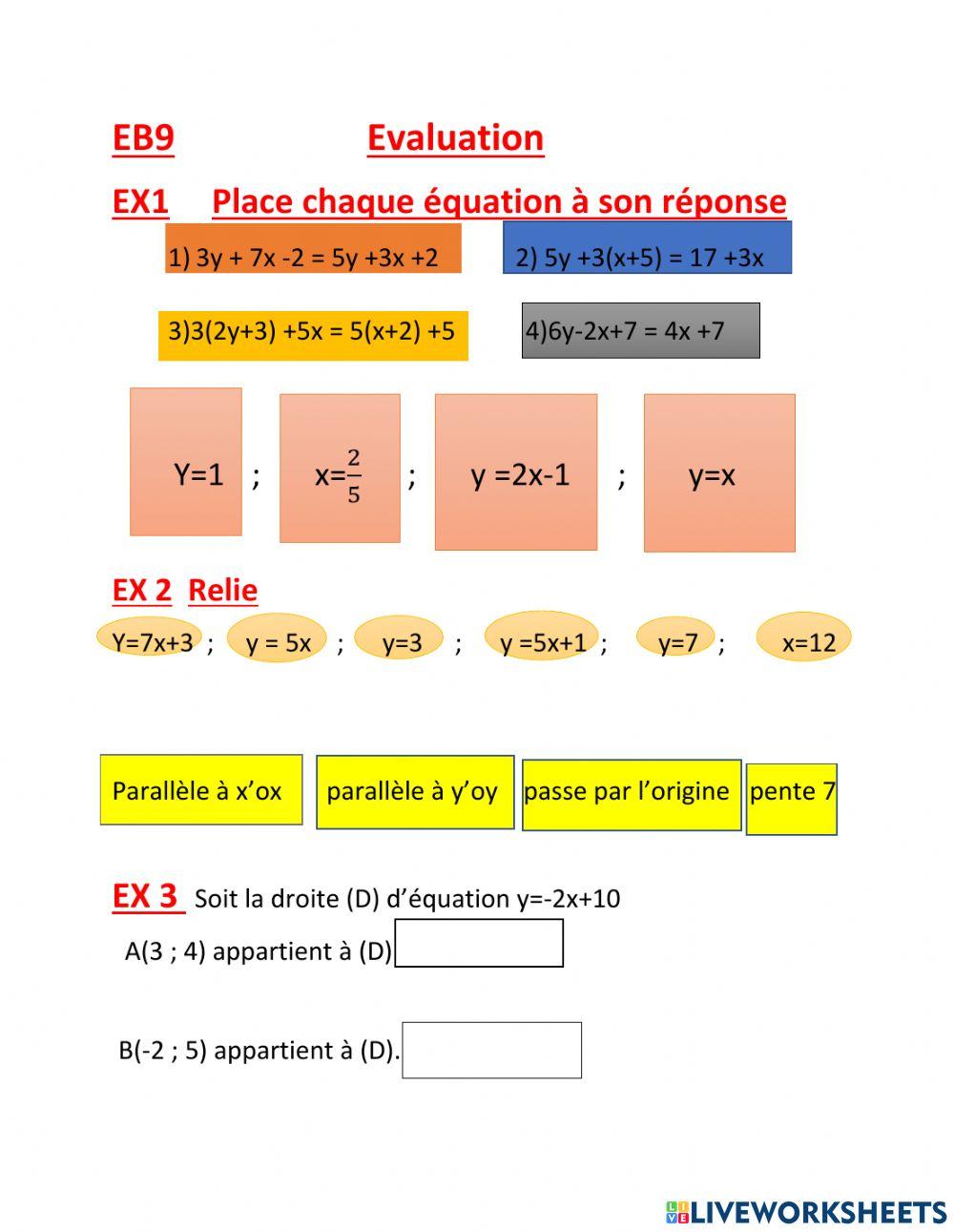 Droites dans un repere