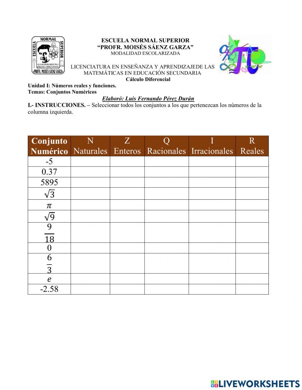 Conjuntos Numéricos