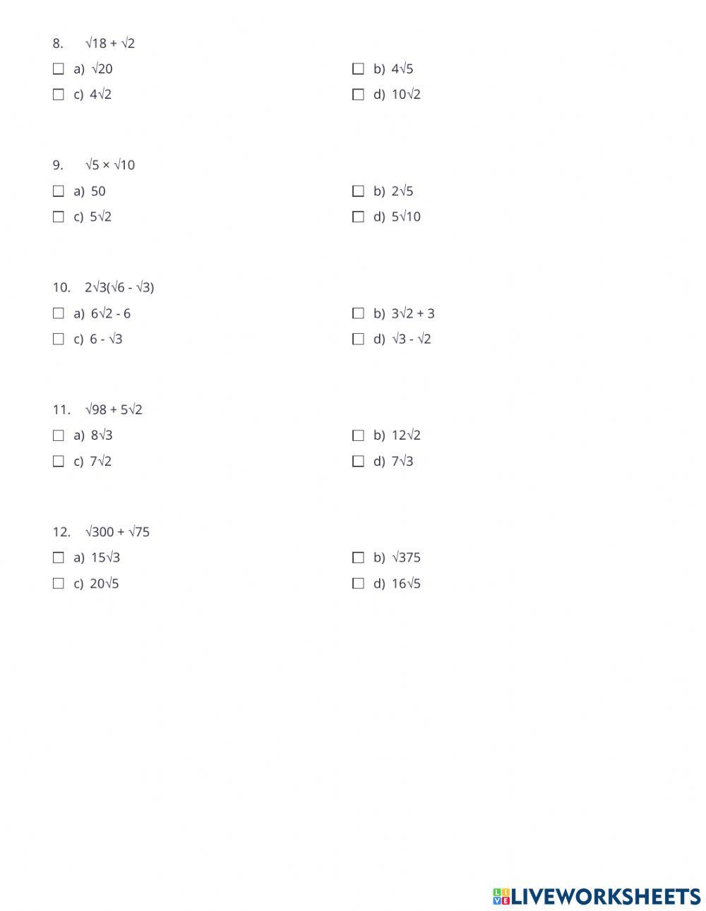 Adding and Subtracting radicals