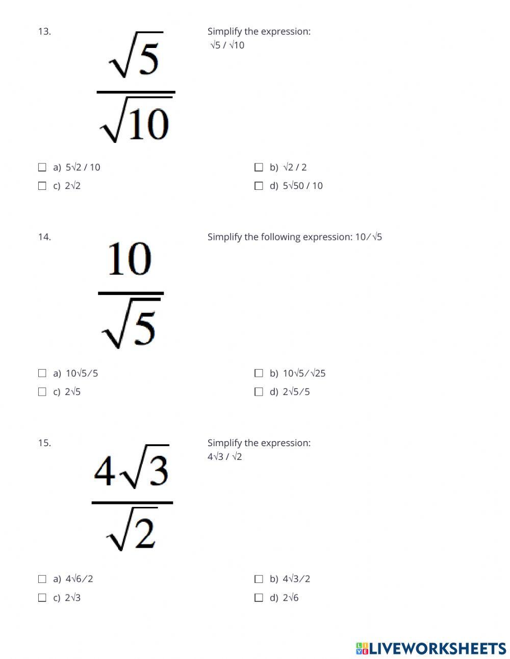 Adding and Subtracting radicals