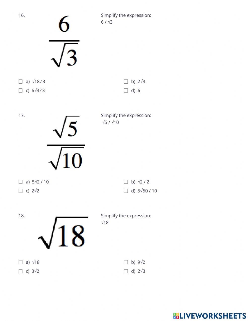 Adding and Subtracting radicals