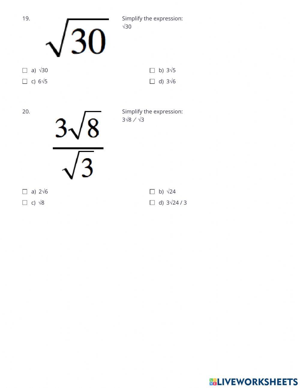 Adding and Subtracting radicals