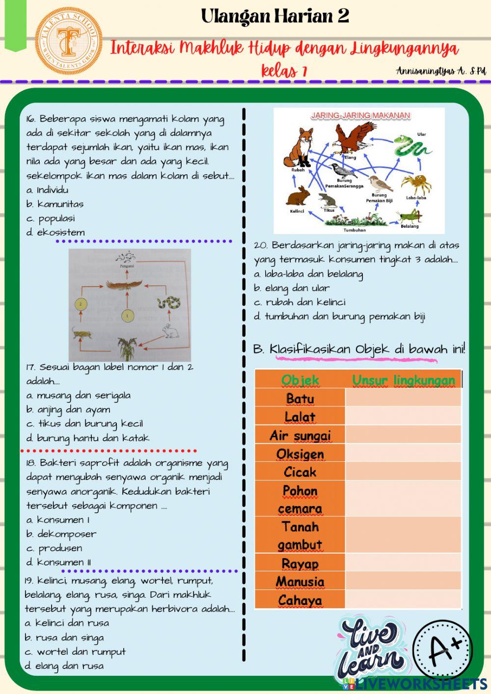 Ulangan Interaksi Makhluk Hidup