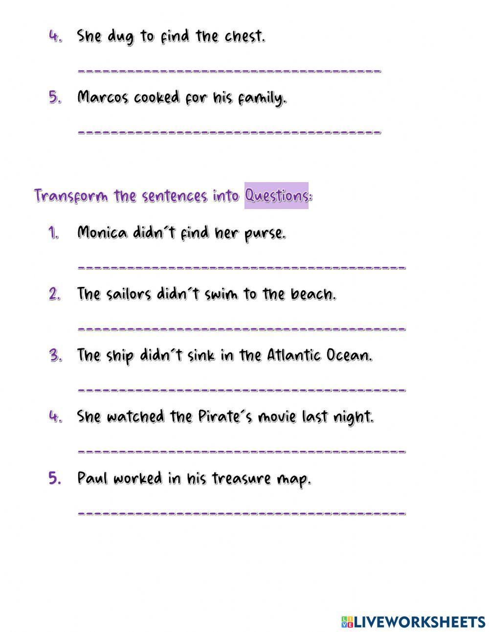 Past Simple Negative and Questions Quiz