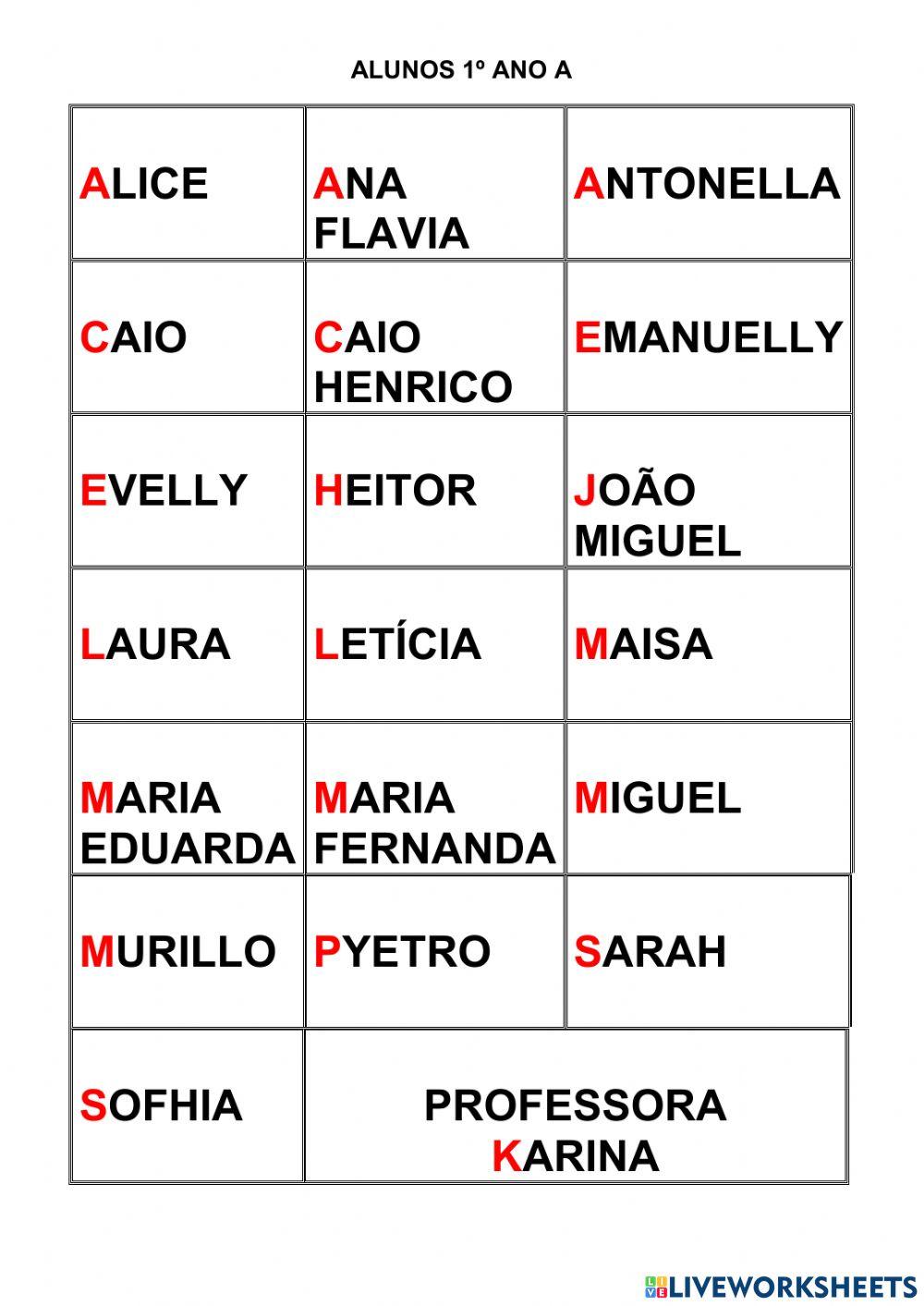 Lista de nomes