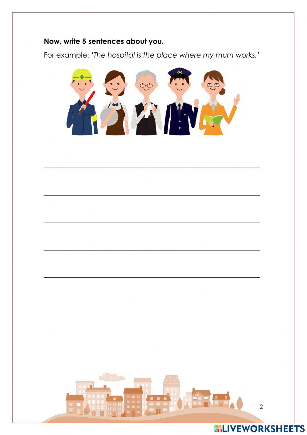 Where (grammar) and jobs and workplaces (vocabulary)