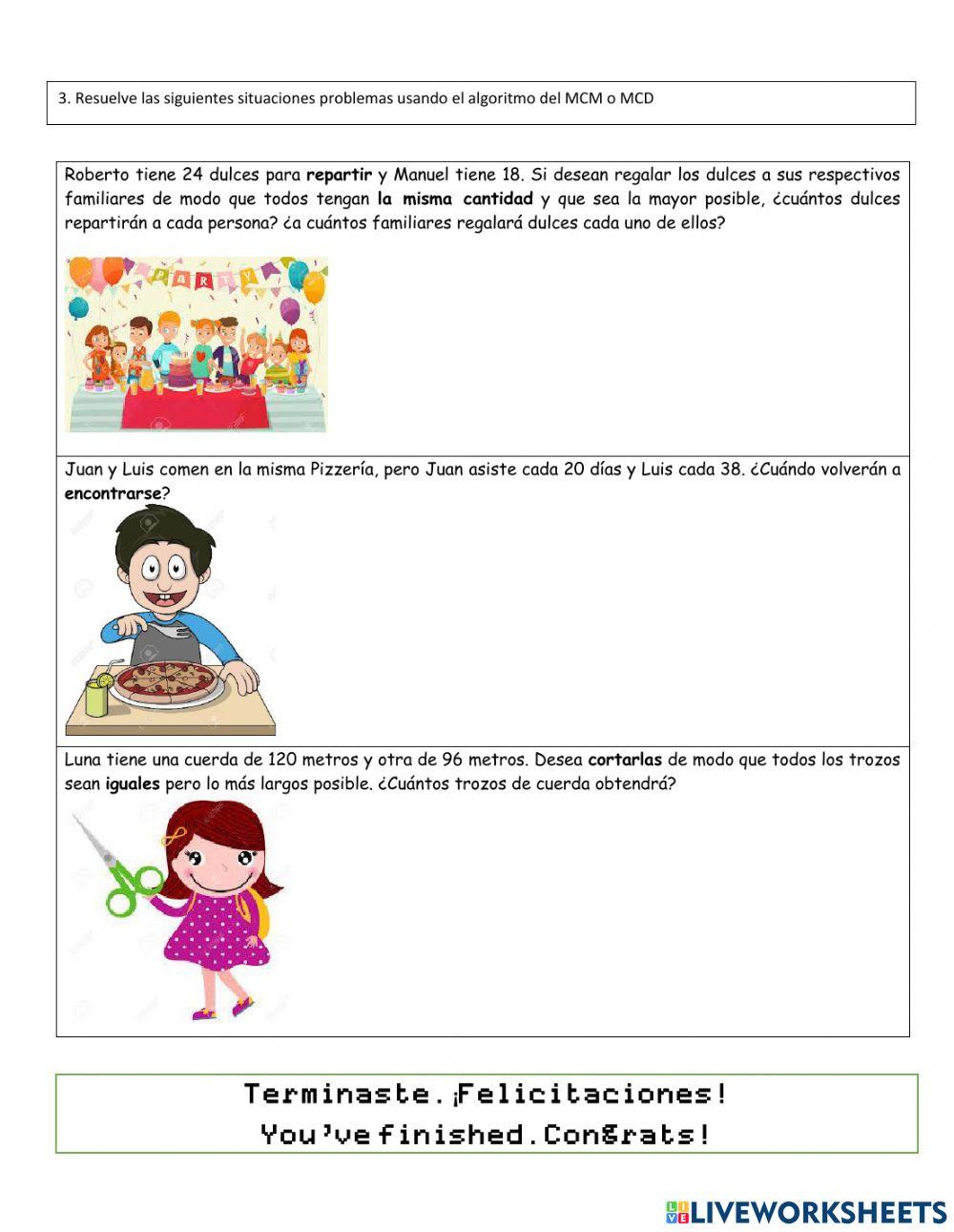 Descomposición factores, mcm y MCD