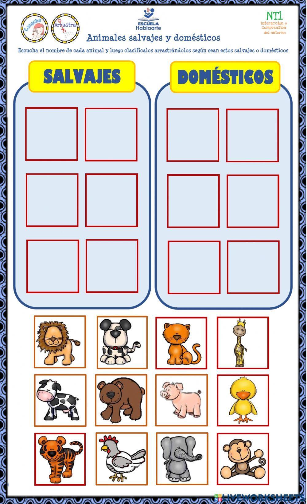 Repaso de Contenidos - Animales domésticos y salvajes