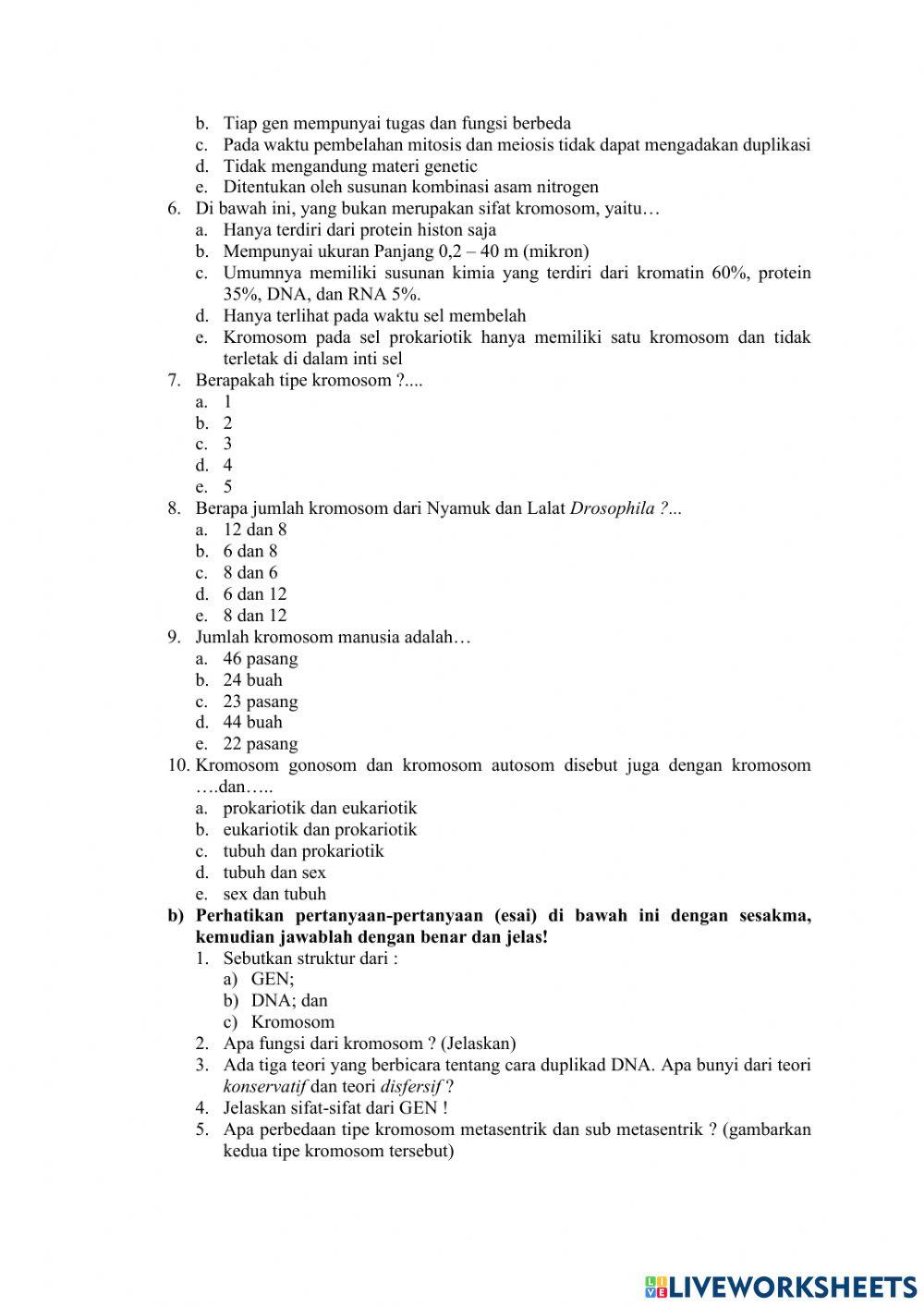 Latihan Soal Materi Genetik
