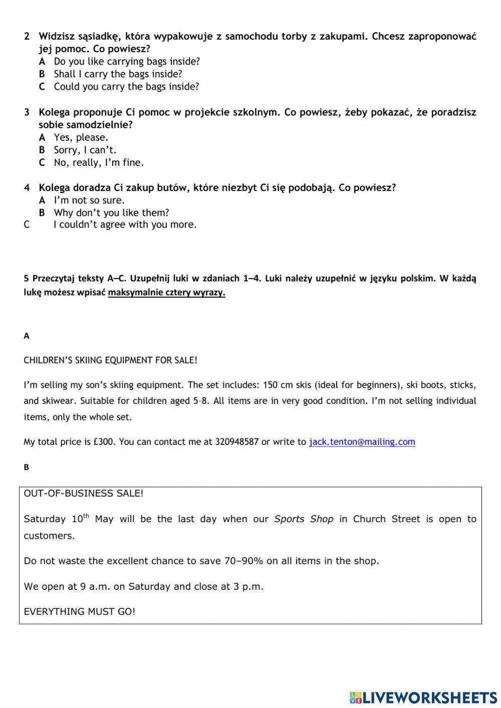 Shopping and services