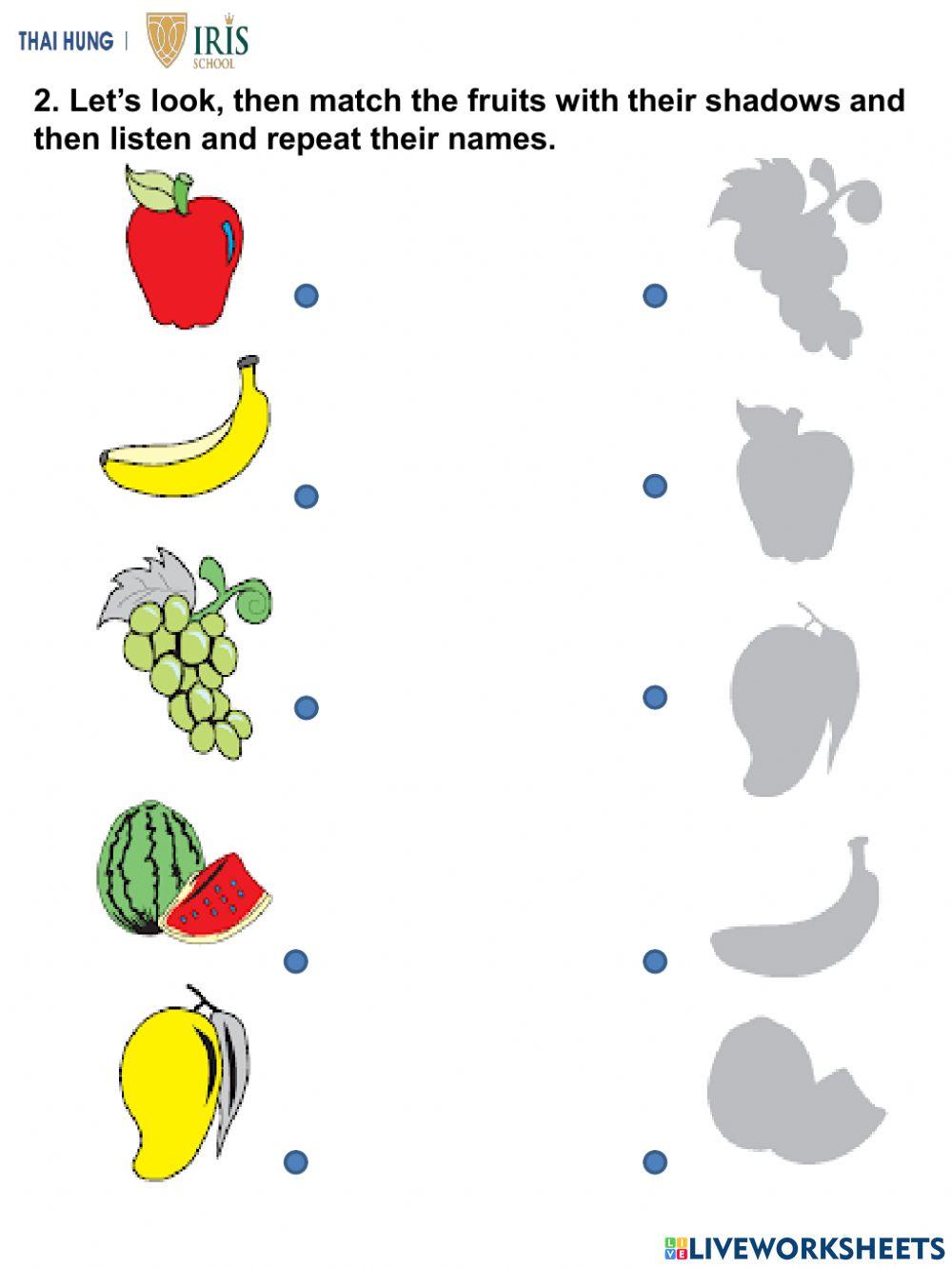 Rainbow-Worksheet about Fruits for Kids