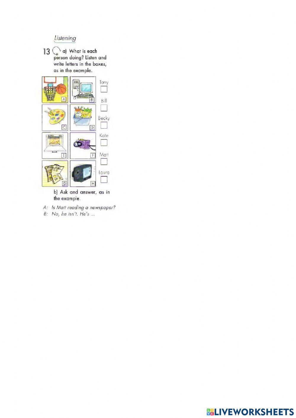 Present continuous activities