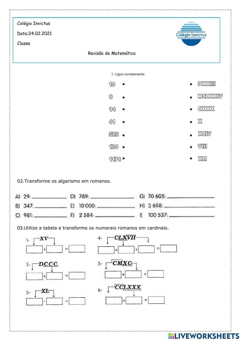 Revisão de matematica