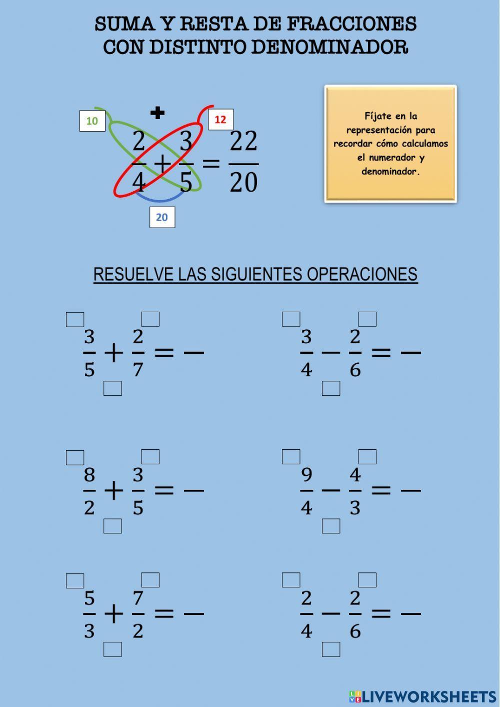 Suma y resta de fracciones