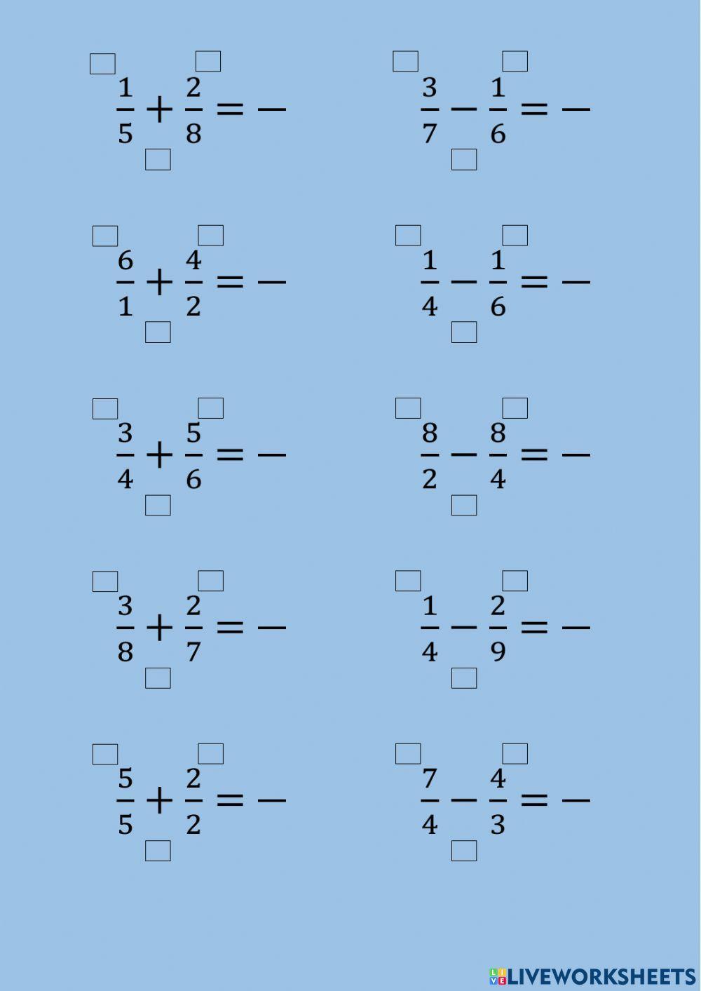 Suma y resta de fracciones