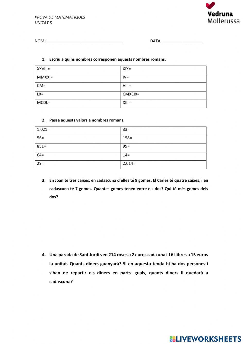 Prova matemàtiques u5