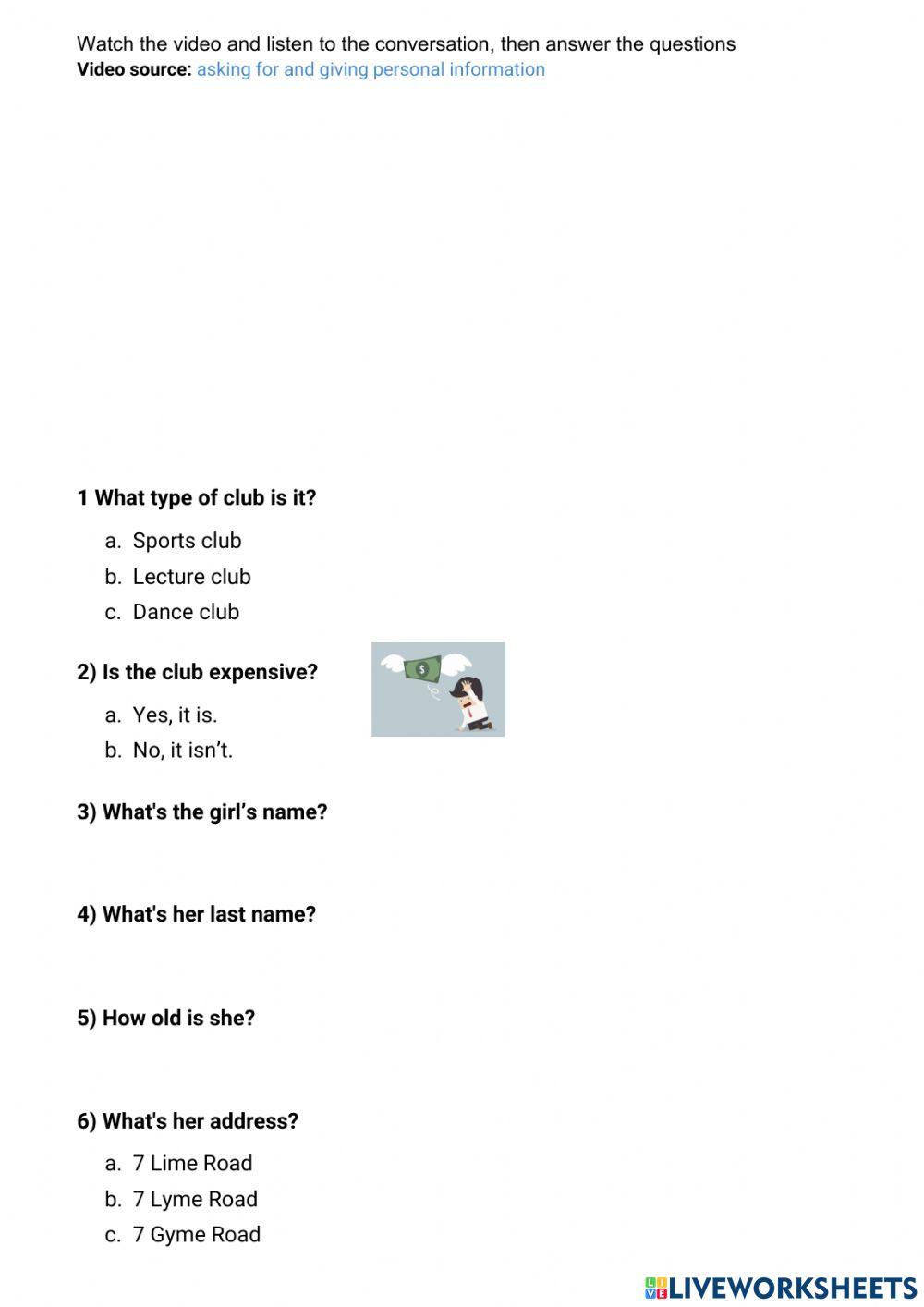 Warm up video personal info and verb be