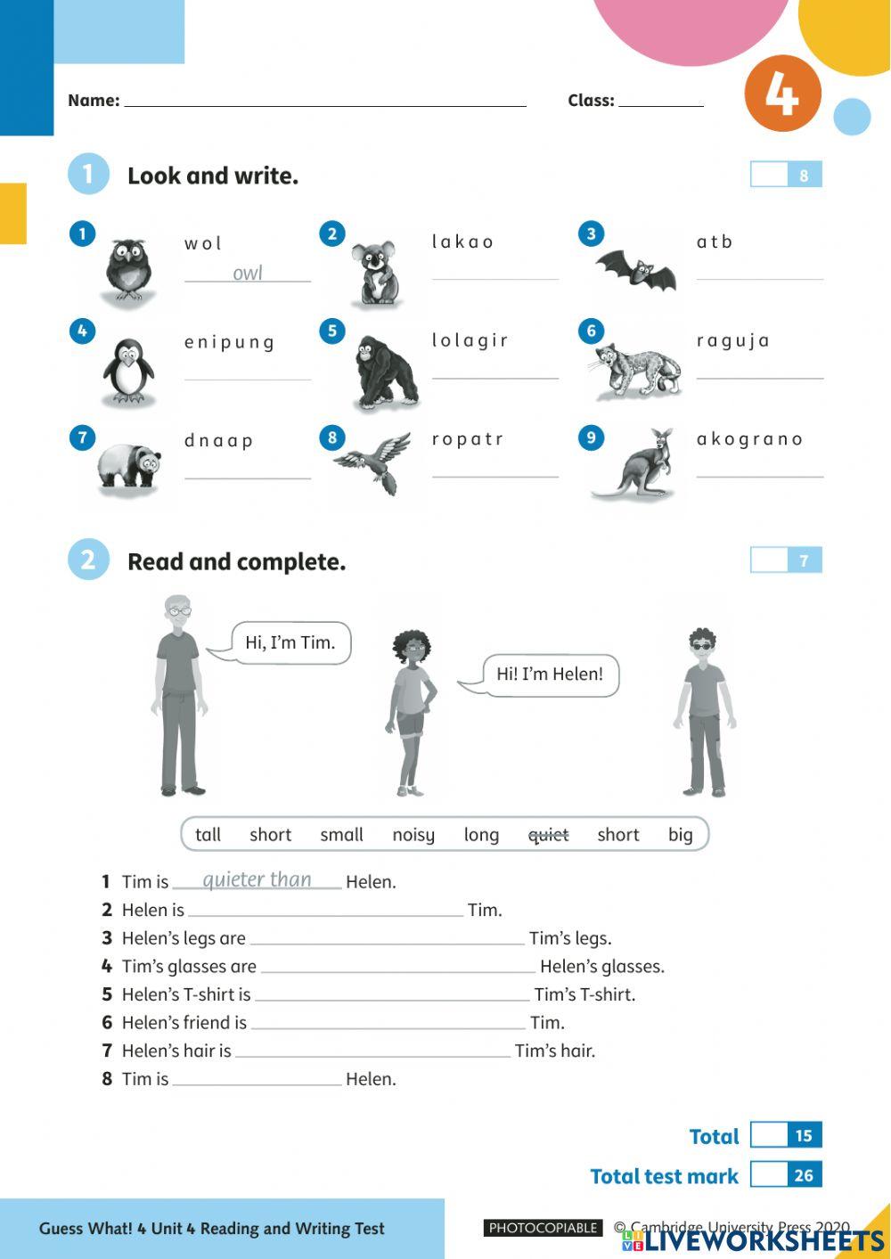 Guess What 4 Unit 4 Test