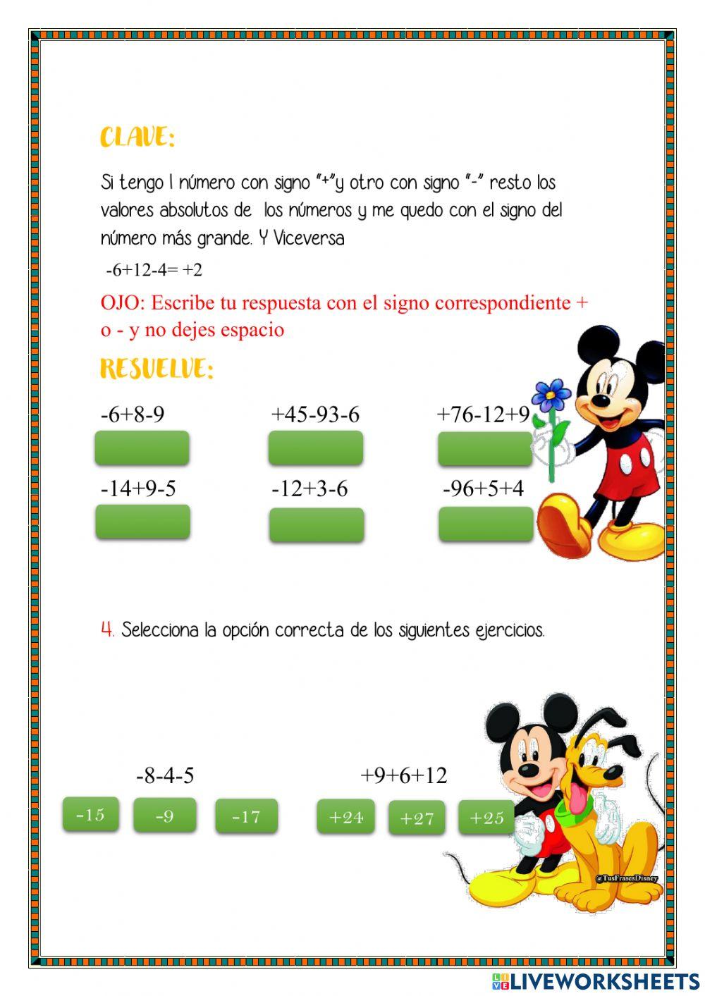 Adición y sustracción de números enteros