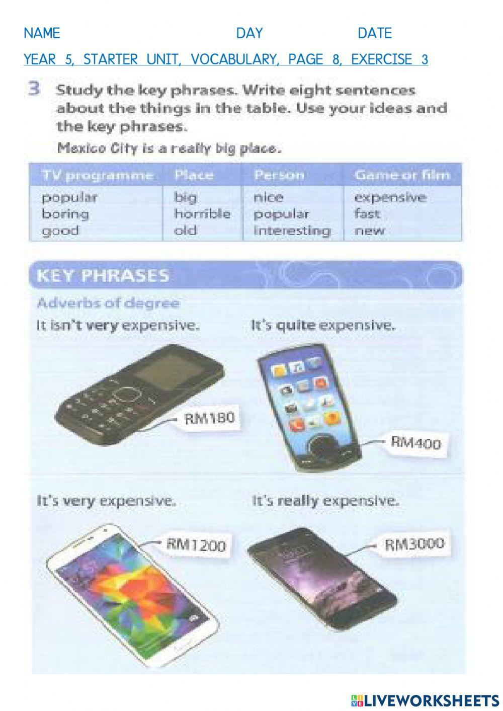 Yr 5, starter unit, page 8, ex 3