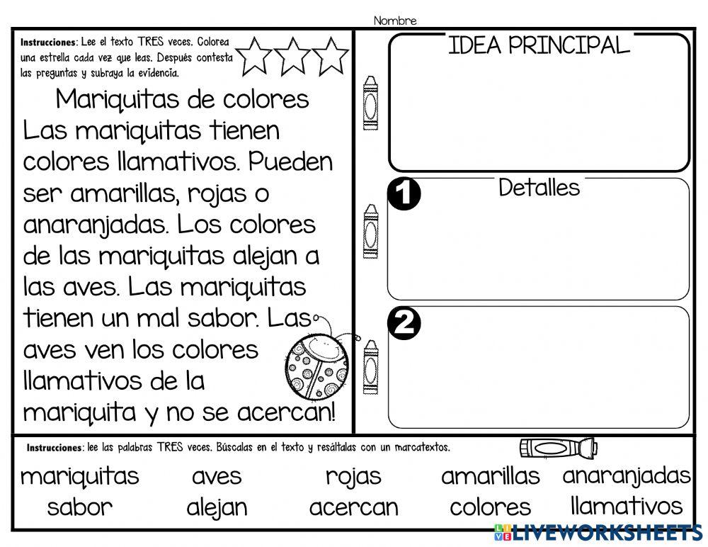 Idea central, detalles worksheet | Live Worksheets Idea central, detalles worksheet | Live Worksheets