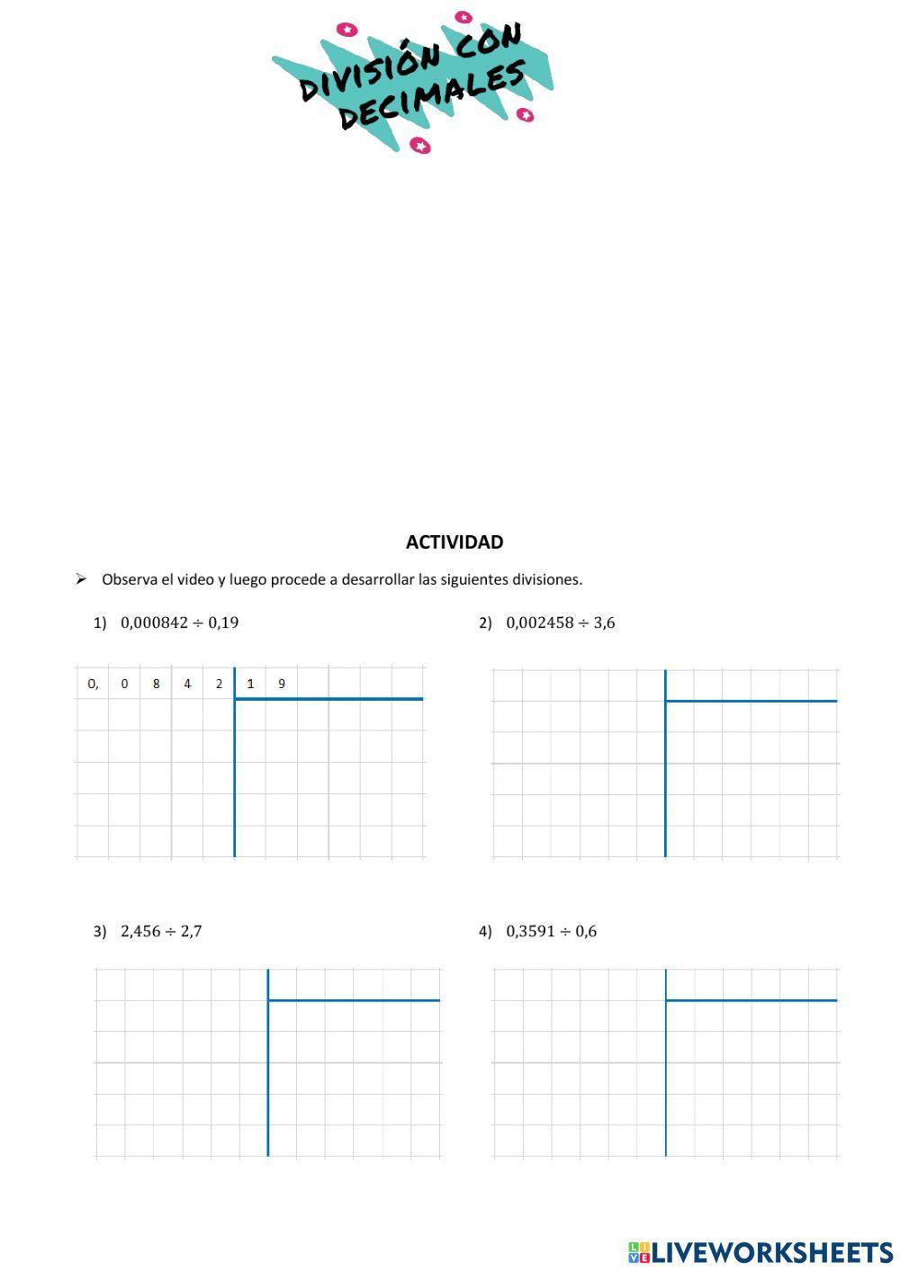 División de decimales