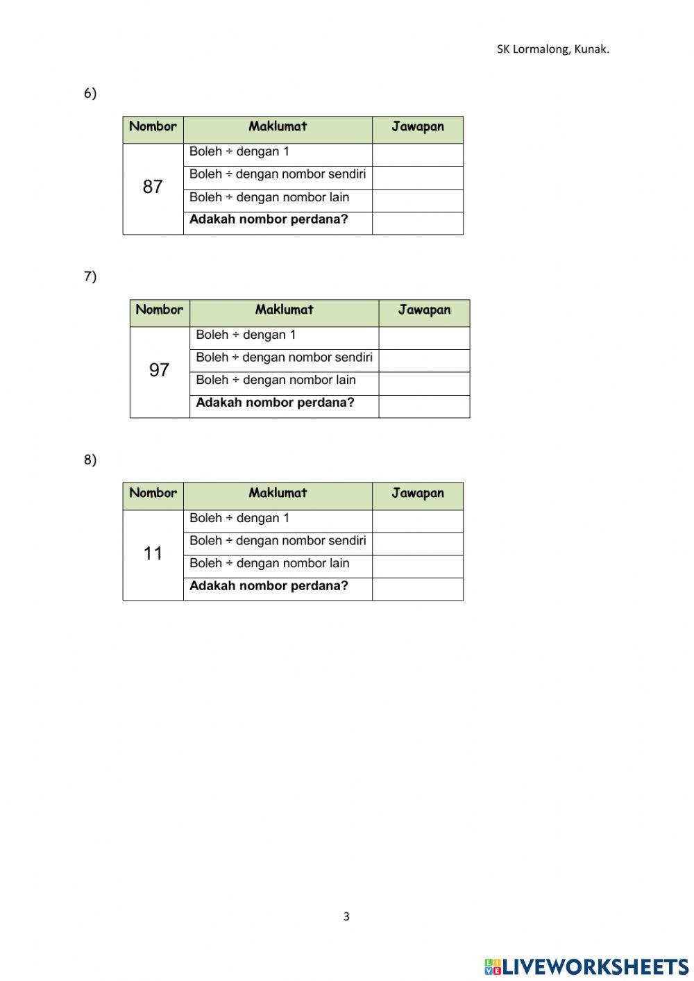 Nombor Bulat & Operasi Asas (Tahun 6)