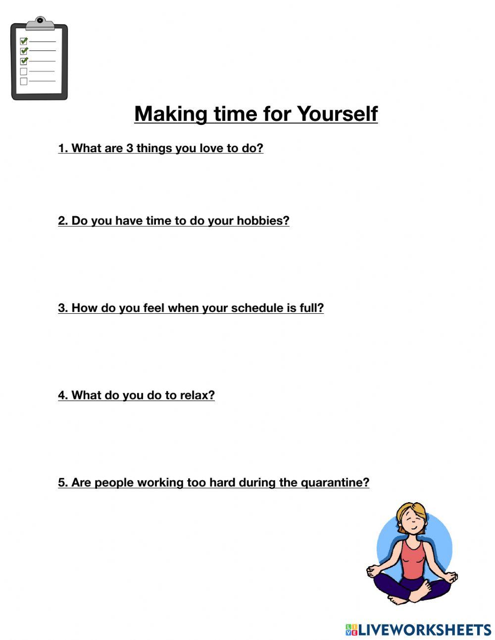 making-time-for-yourself-worksheet-live-worksheets