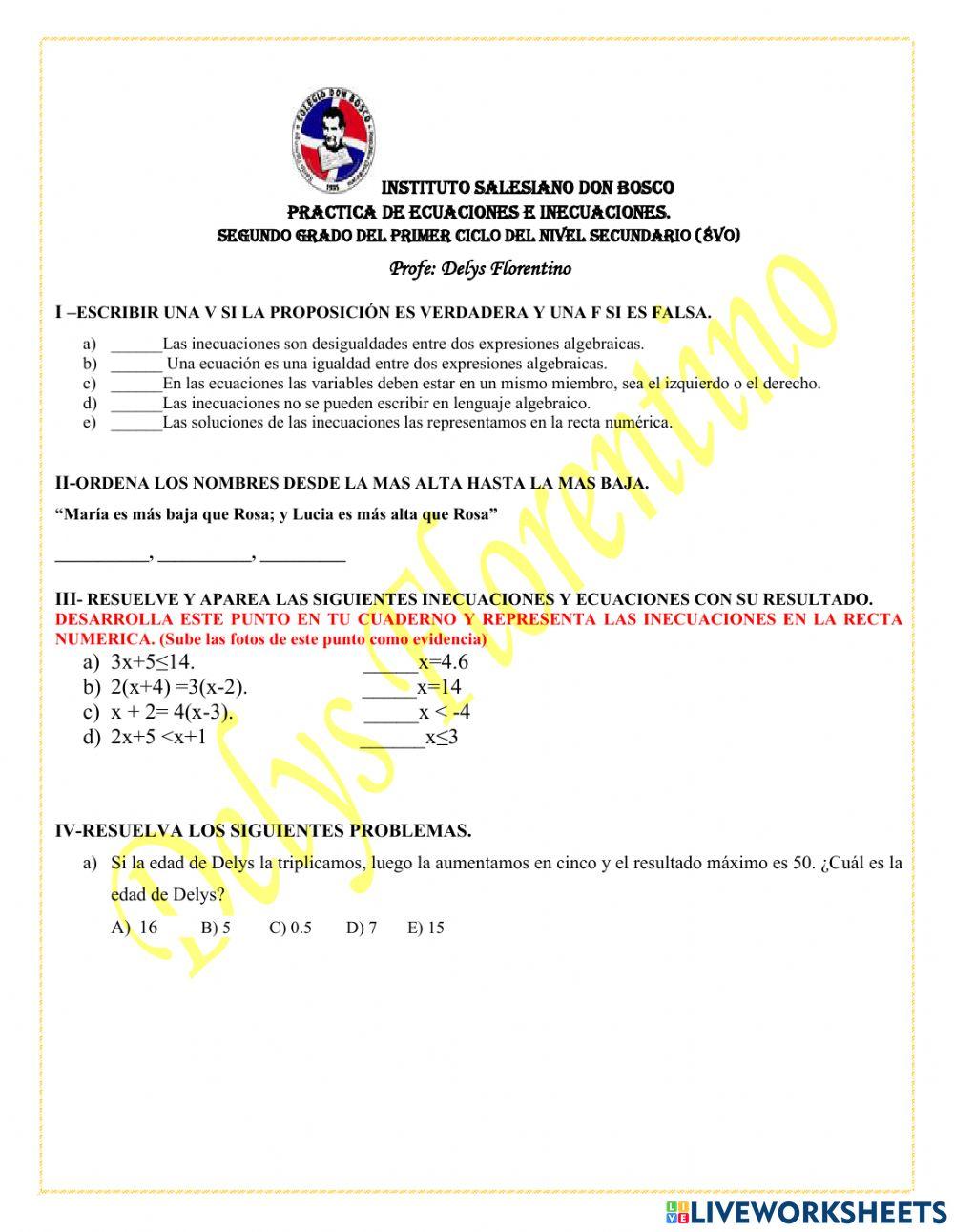 Ecuaciones e Inecuaciones