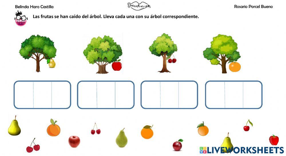 Asociar imágenes: frutas y árboles