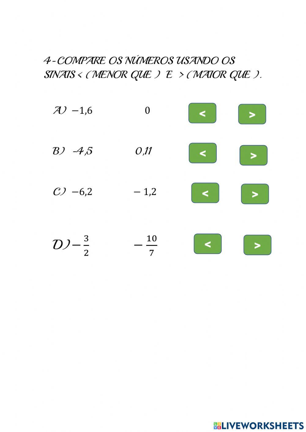 Comparação de números irracionais