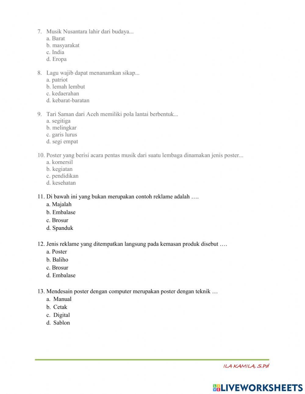 Ila kamila - LKPD SBdP Tema 8.3