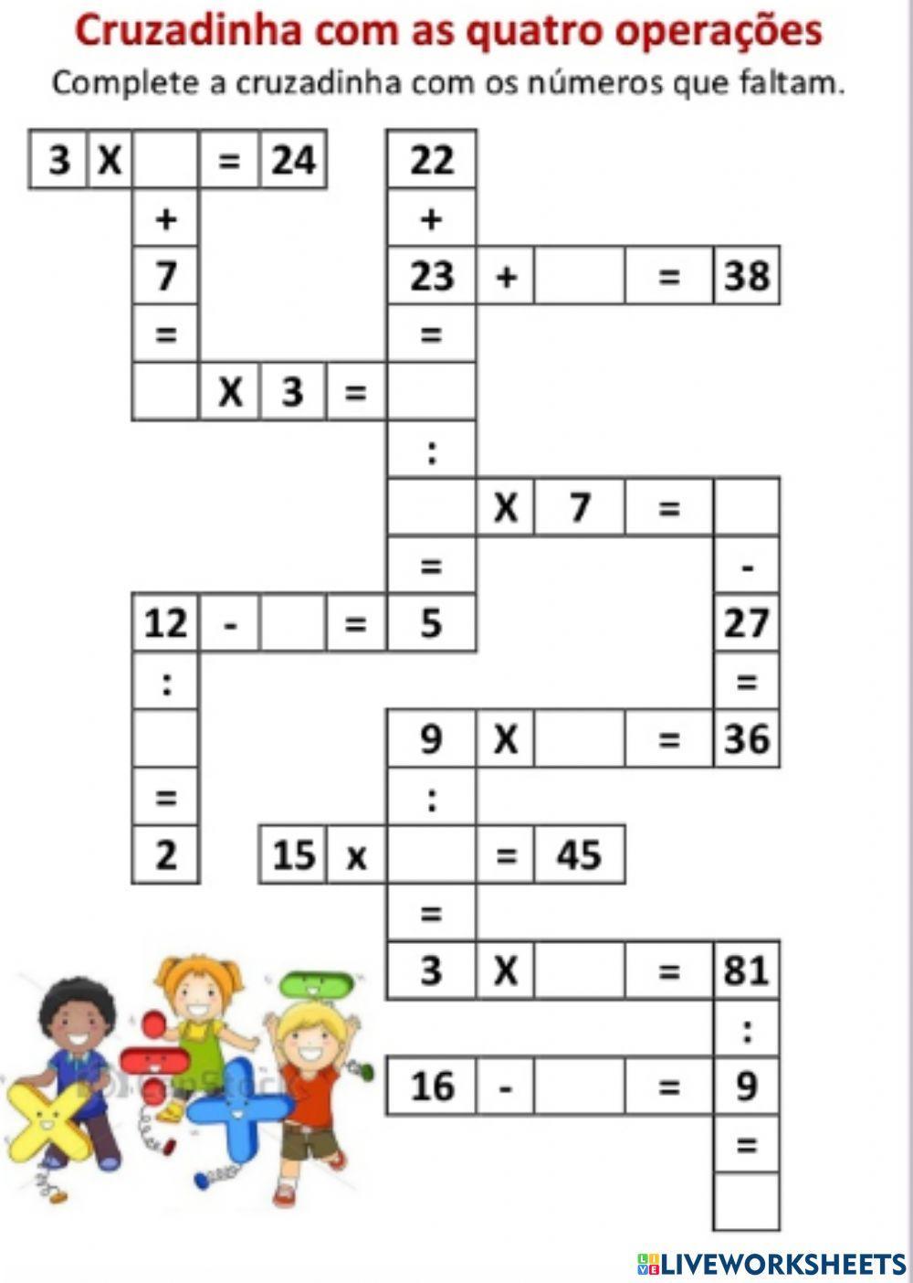 Cruzadinha das 4 operações