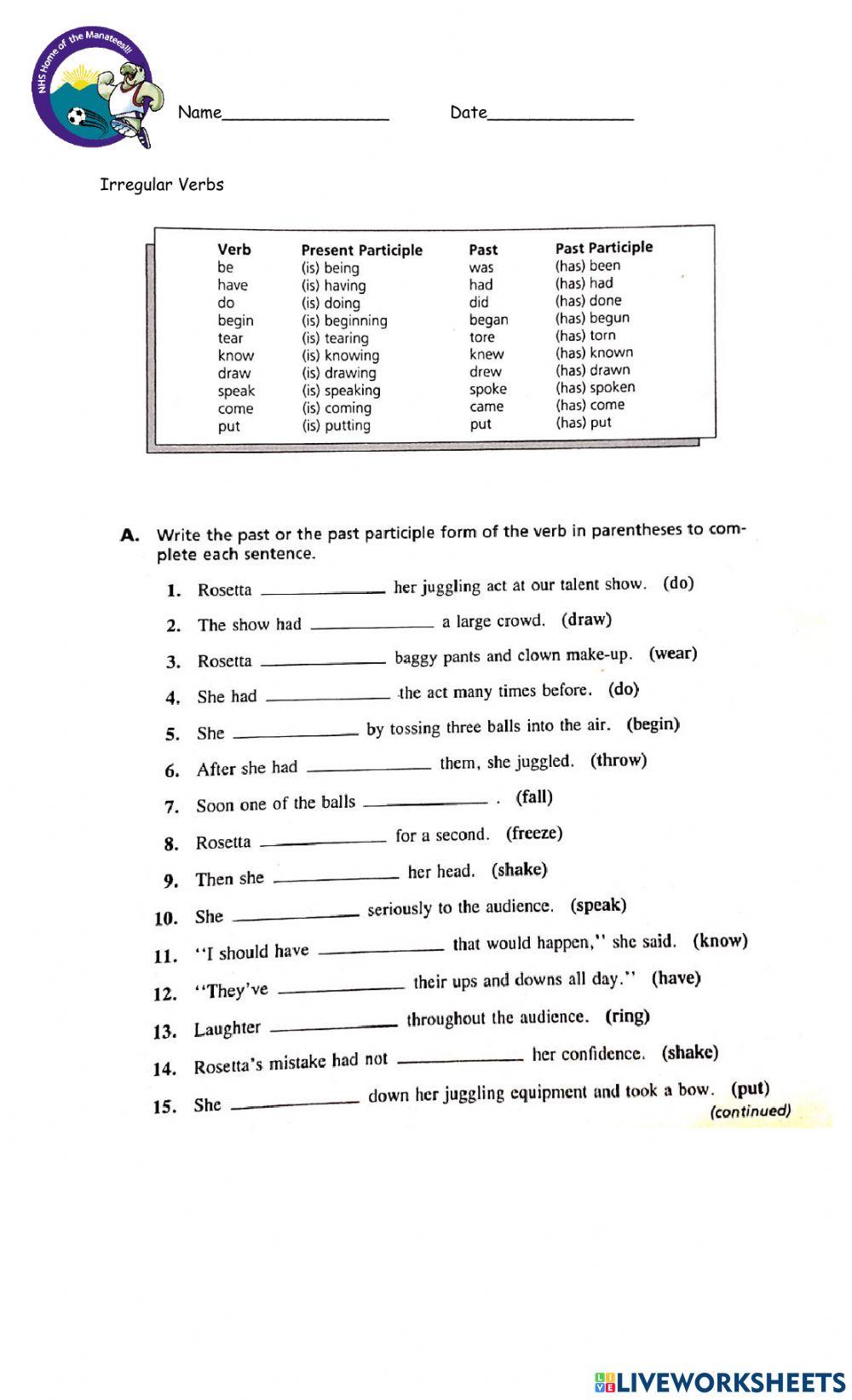 Irregular Verbs Irregular Verbs