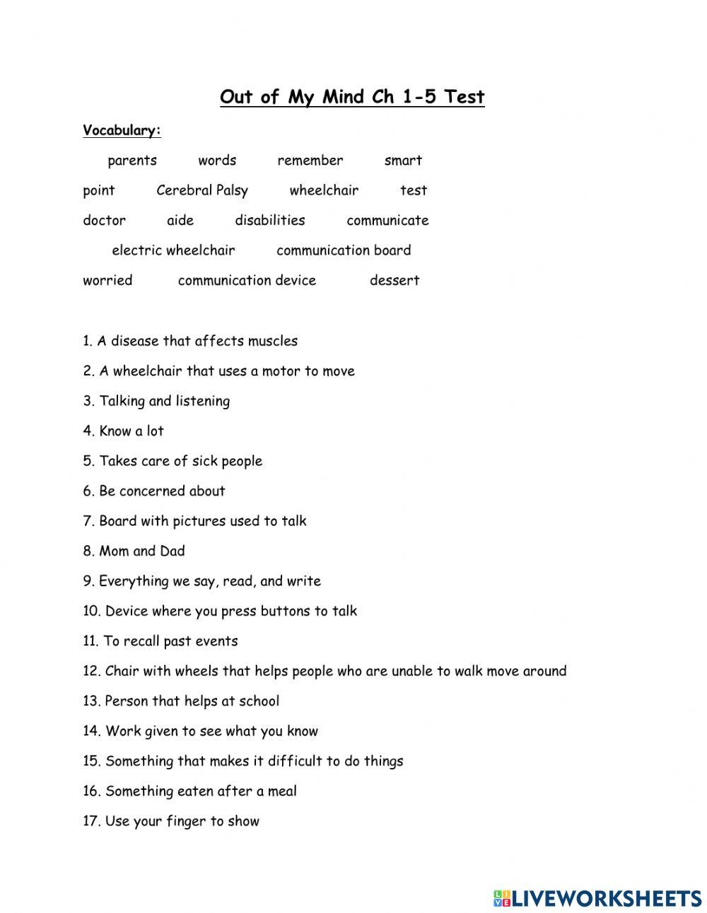 Out of My Mind Ch 1-5 test