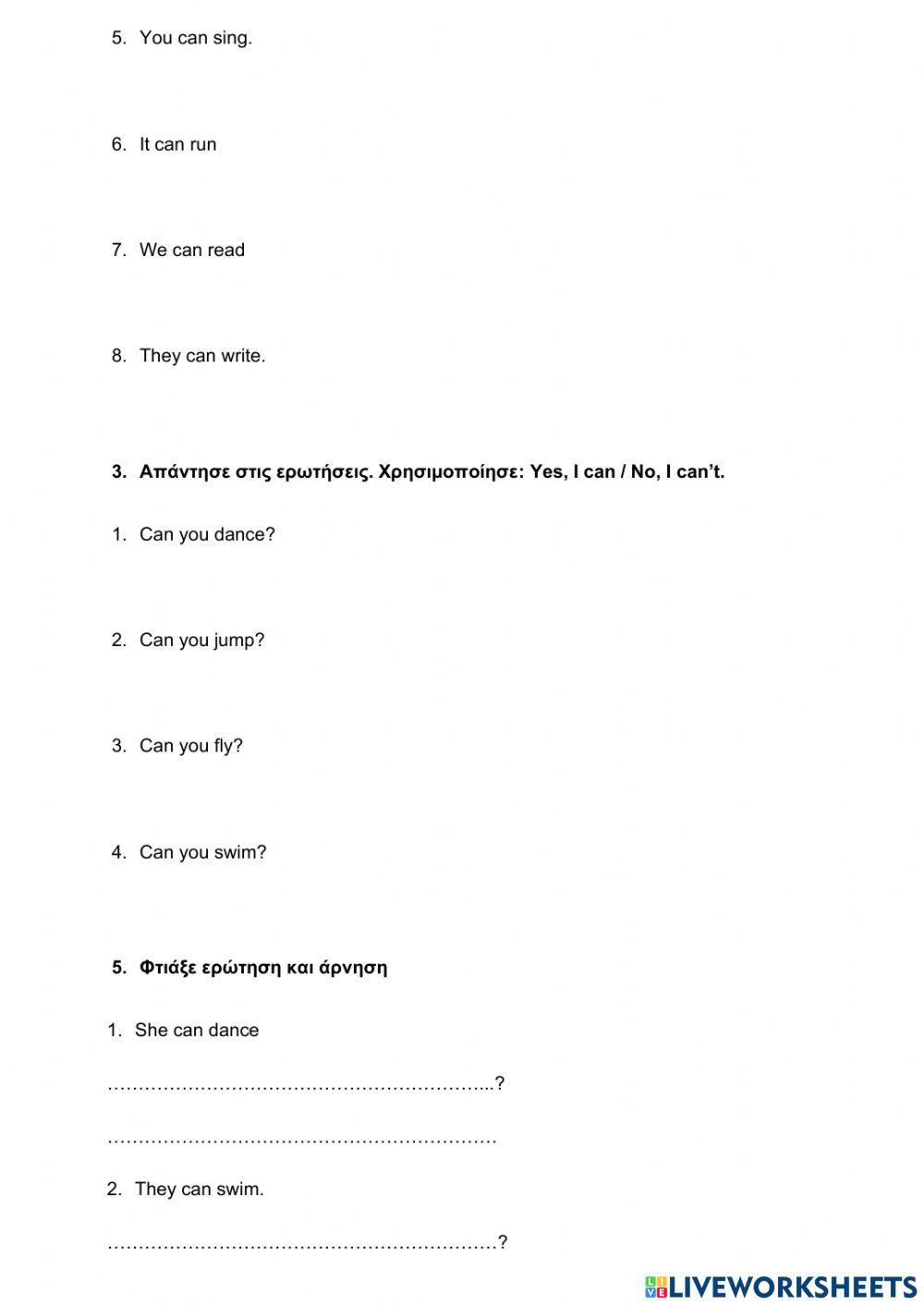 The verb CAN Affirmative-Interrogative-Negative