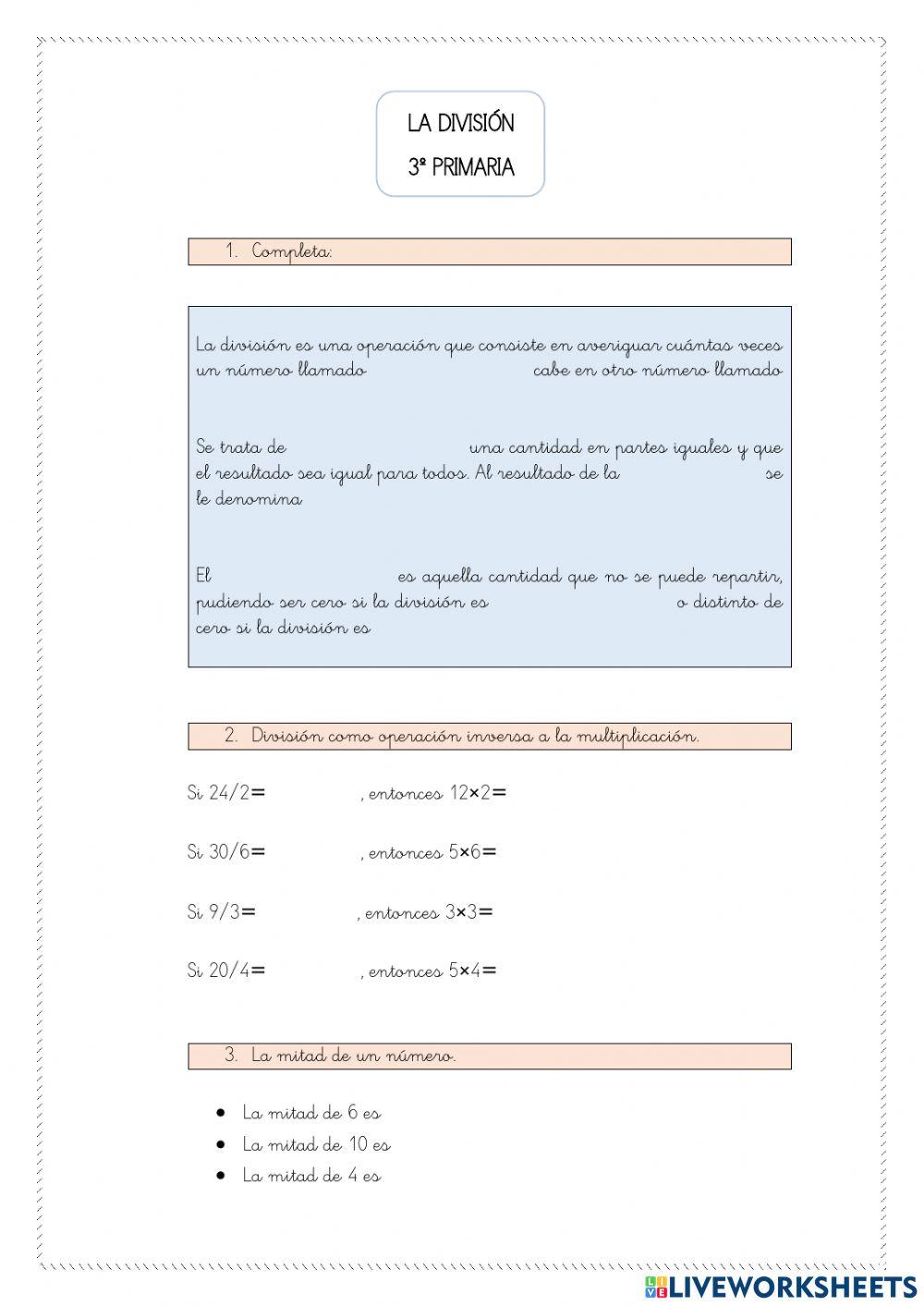 La división 3º primaria