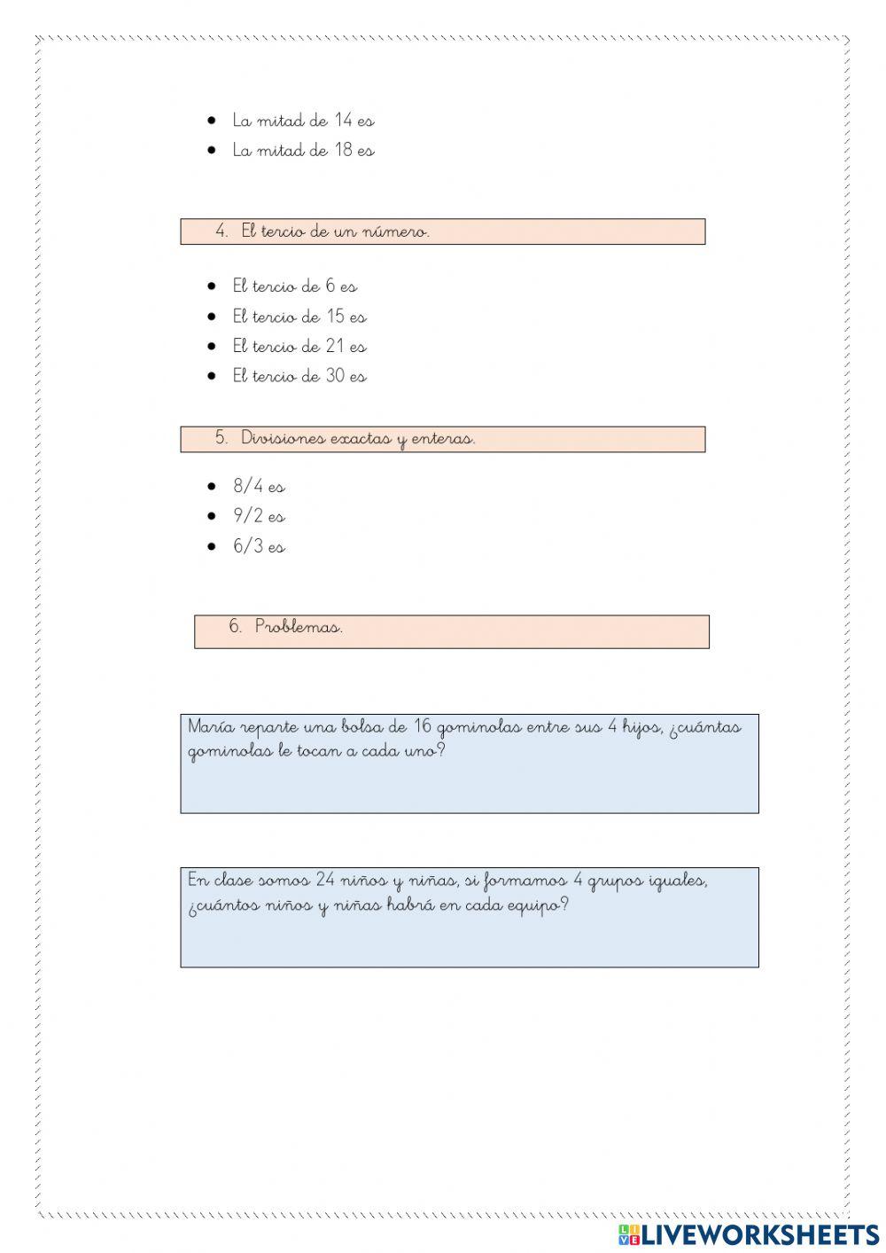 La división 3º primaria