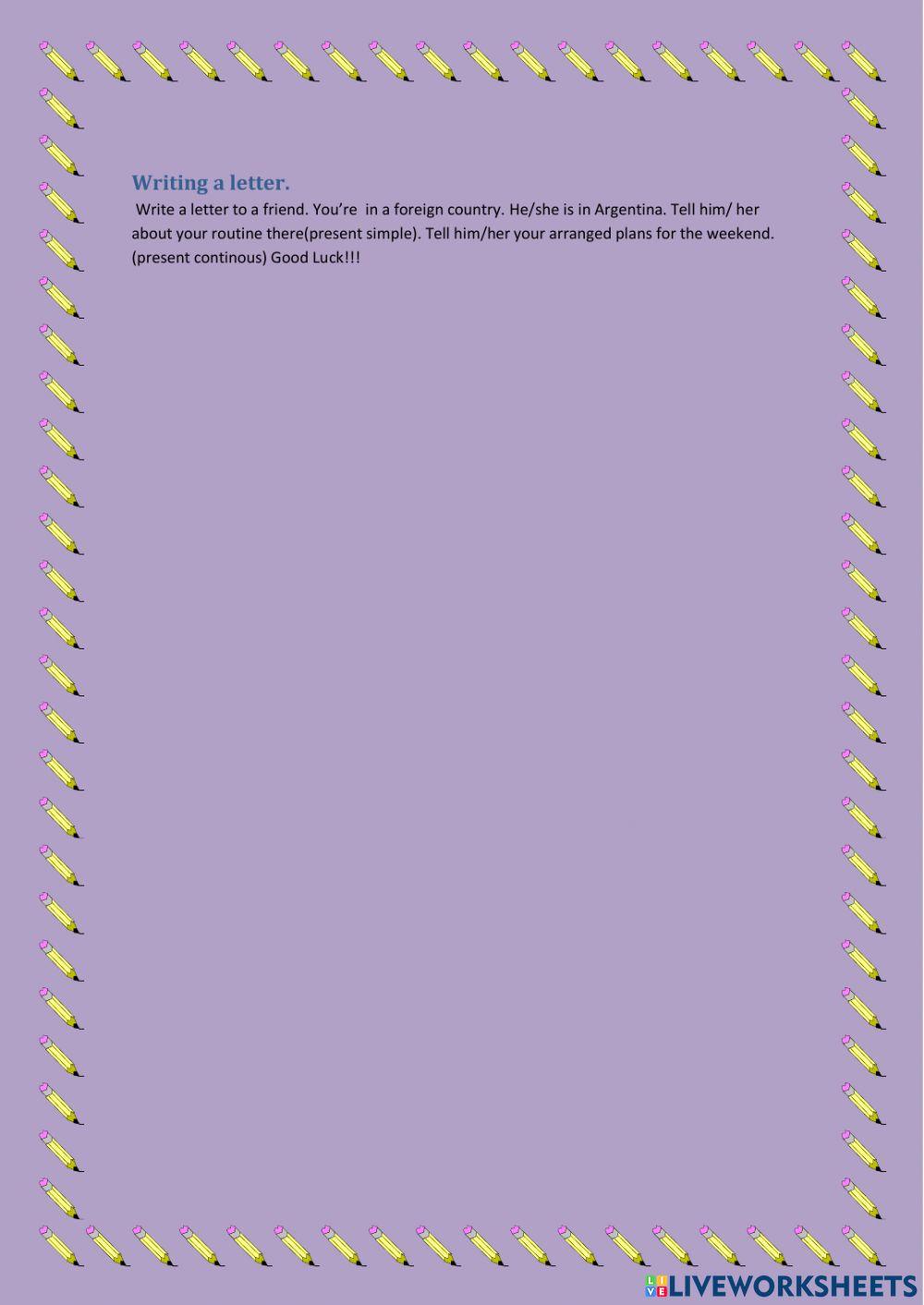 Present contininuous negative interrogative letter in present simple and continuous