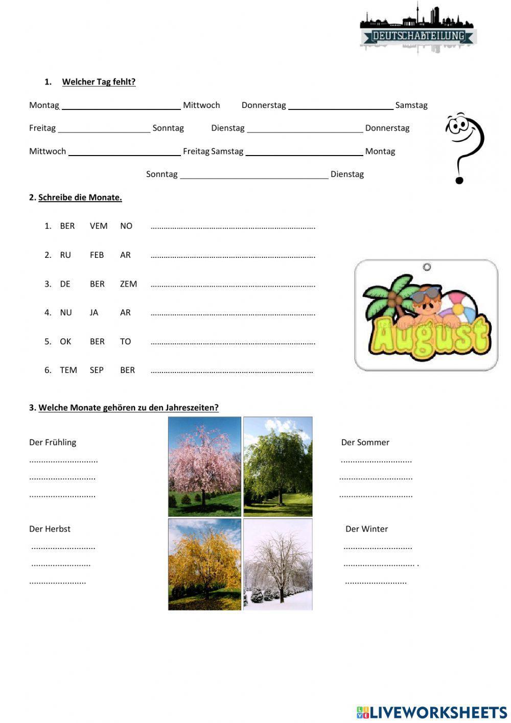 Tage, Monate und Jahreszeiten